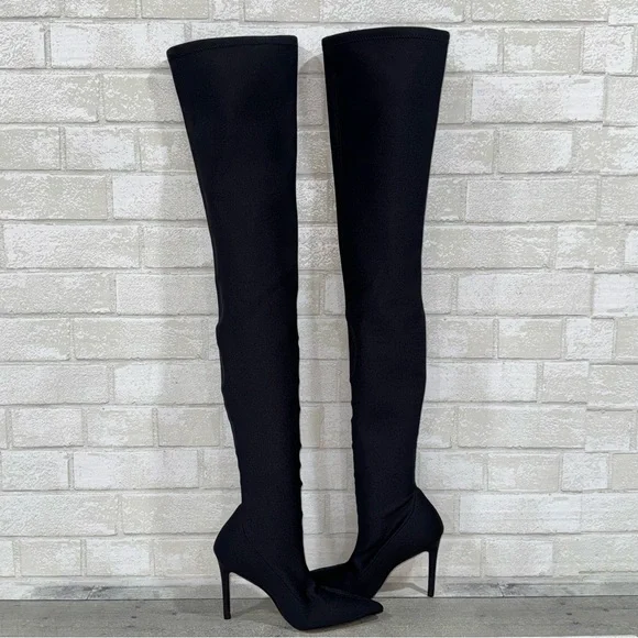 STUART WEITZMAN Ultrastuart Satin Over The Knee Boots - Balck - Sz - 5.5 - Picture 2 of 12